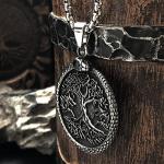 Viking Valknut Yggdrasil Wolf Pendant Necklace