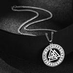 Viking Valknut Necklace for Men in Stainless Steel