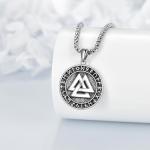 Viking Valknut Pendant Necklace in Sterling Silver