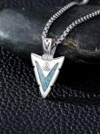 Turquoise Arrowhead Valknut Necklace in Silver