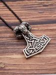 Viking Mjolnir Necklace with Goat Head Pendant