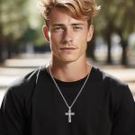 Celtic Cross Necklace with Valknut and Runes