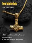 18K Gold Plated Mjolnir Pendant Necklace for Men