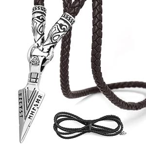 Odin's Gungnir Spear Head Necklace with Wolf Head