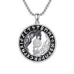 Viking Wolf Pendant Necklace in Sterling Silver