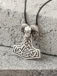 Viking Mjolnir Necklace with Goat Head Pendant
