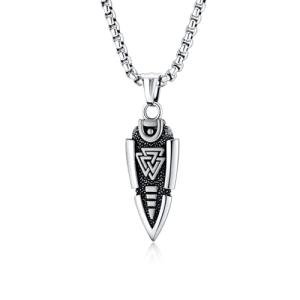 Odin's Spear Valknut Gungnir Necklace in Silver