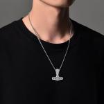 Viking Thor Hammer Necklace with Black Opal