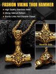 18K Gold Plated Mjolnir Pendant Necklace for Men