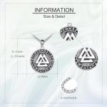 Viking Valknut Pendant Necklace in Sterling Silver