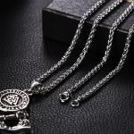 Viking Runes Valknut Axe Pendant Necklace for Men