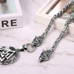 Viking Wolf Head Necklace with Valknut Pendant
