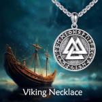 Viking Valknut Pendant Necklace in Sterling Silver