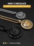 Men's Viking Necklace with Valknut and Dragon Pendant