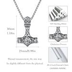 Viking Thor Hammer Necklace in Sterling Silver
