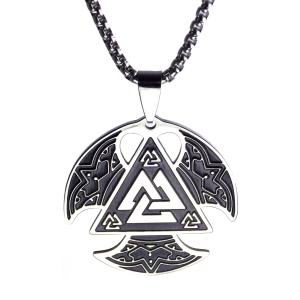 Viking Silver Valknut Triangle Necklace