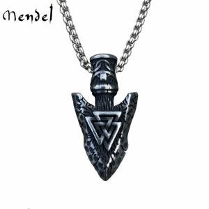 Viking Arrowhead Valknut Pendant Necklace for Men