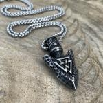 Viking Arrowhead Valknut Pendant Necklace for Men