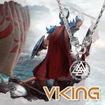 Viking Wolf Head Necklace with Valknut Pendant