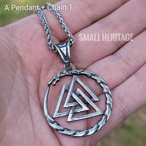 Viking Valknut Dragon Amulet Necklace for Men
