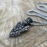 Viking Arrowhead Valknut Pendant Necklace for Men