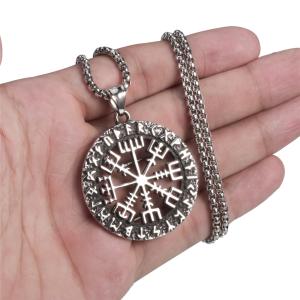 Men's Viking Valknut Compass Pendant Necklace