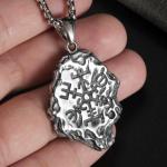 Men's Silver Viking Compass & Valknut Necklace 24