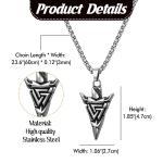 Men's Viking Valknut Arrow Pendant Necklace