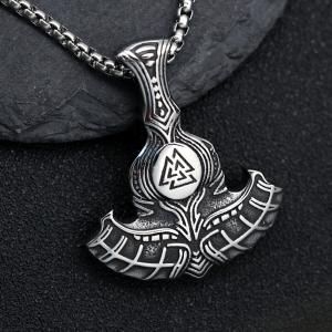 Men's Viking Hammer Valknut Pendant Necklace