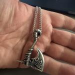 Viking Valknut Axe Pendant Necklace for Men