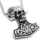 Viking Valknut Skull Mjolnir Necklace for Men
