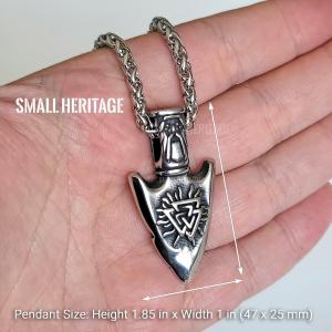 Viking Spear Necklace with Valknut Vegvísir Pendant
