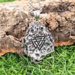 Men's Silver Viking Compass & Valknut Necklace 24