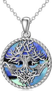 Valknut Raven Pendant Necklace in Sterling Silver