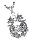 Viking Valknut Compass Necklace in Sterling Silver