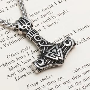 Viking Thor's Hammer Valknut Pendant Necklace