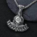 Men's Viking Hammer Valknut Pendant Necklace