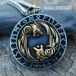 Viking Wolf Valknut Pendant Necklace in Steel