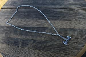 Viking Stainless Steel Valknut Axe Necklace 24