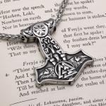 Viking Thor's Hammer Pendant with Valknut & Raven