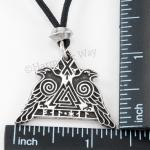 Valhalla Raven Pendant Necklace Viking Valknut Rune