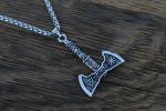 Viking Stainless Steel Valknut Axe Necklace 24