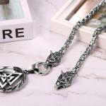 Men's Viking Mjolnir Necklace with Wolf Pendant