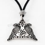 Valhalla Raven Pendant Necklace Viking Valknut Rune
