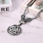 Men's Viking Mjolnir Necklace with Wolf Pendant