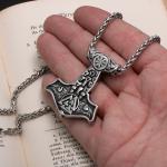 Viking Thor's Hammer Pendant with Valknut & Raven