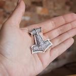 Large Thor's Hammer Mjolnir Necklace in Silver