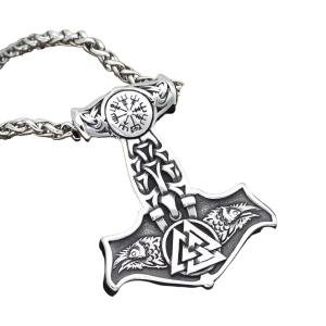 Odin's Ravens Thor's Hammer Viking Necklace
