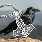 Odin's Ravens Thor's Hammer Viking Necklace