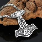 Odin's Ravens Thor's Hammer Viking Necklace